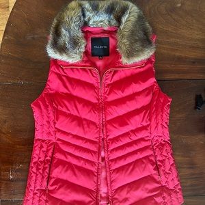 Talbots Red Faux Fur Vest